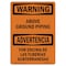 Signmission Safety Sign, OSHA WARNING, 5" Height, Above Ground Piping Bilingual, Landscape OS-WS-D-57-L-12454 - alternate 1